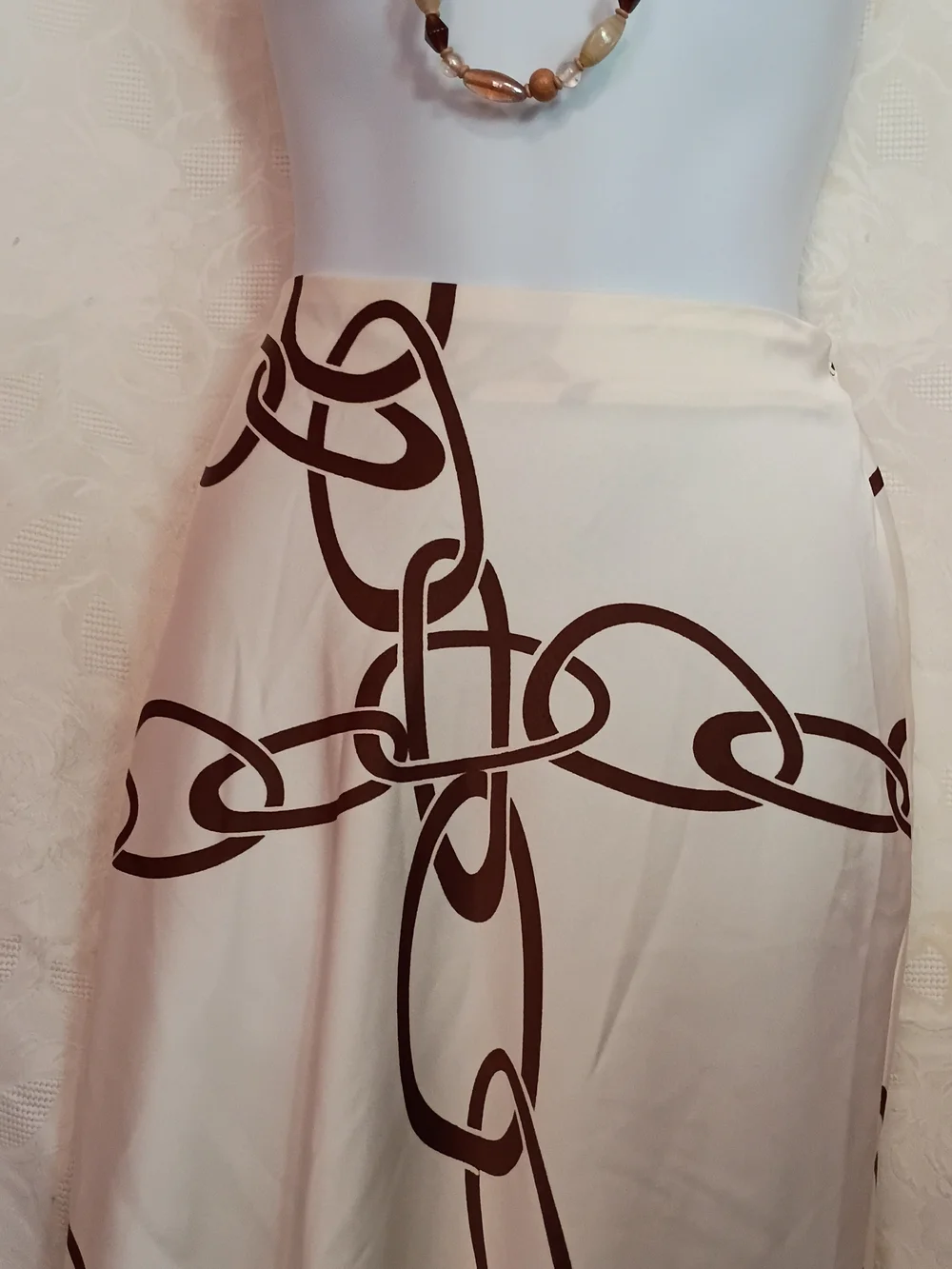🛍️ BUNDLE ONLY🛍️Worthington Cream Maxi Skirt with Brown Chain Print